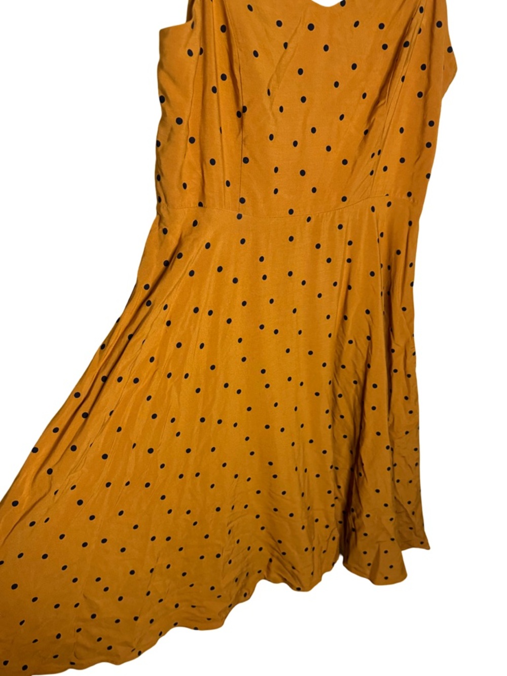 Old Navy Mustard Polka Dot Fit & Flare Cami Dress Size S Above Knee - Picture 5 of 8